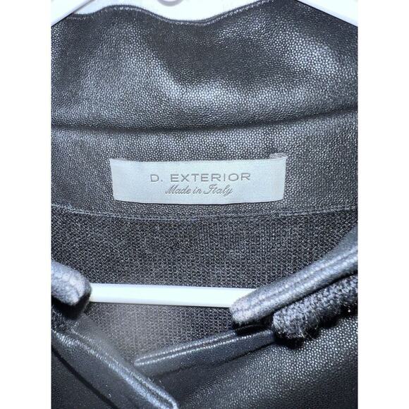 D. Exterior Made In Italy Black Wool Faux Leather Trim Snap Front Cardigan M - Picture 4 of 9
